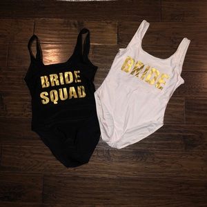 Bachelorette party swimsuit and shirts